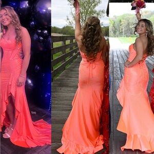 Sherri Hill Coral Orange Prom Dress